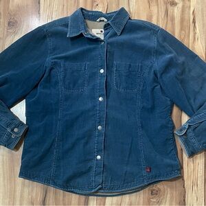 Vintage Woolrich Blue Fine-Wale Corduroy Snap-Front Shirt Jacket Sz L
